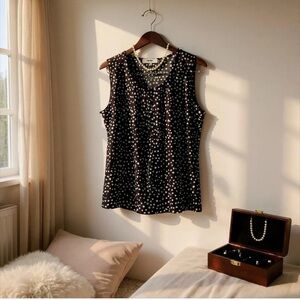 JONES STUDIO® Sleeveless Polka Dot Blouse